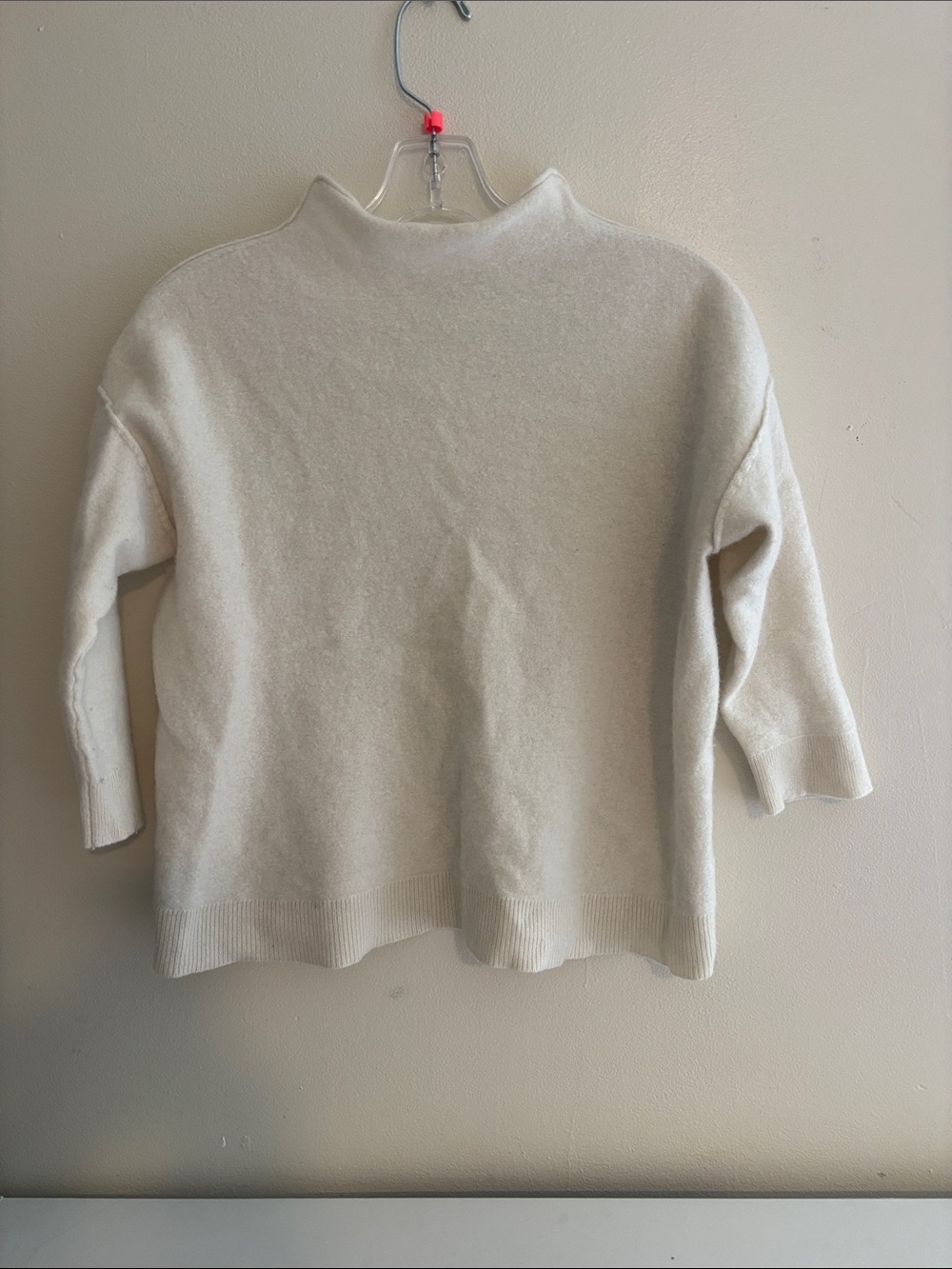 Women’s Cream Mock Neck Sweater - Soft Relaxed Fit
